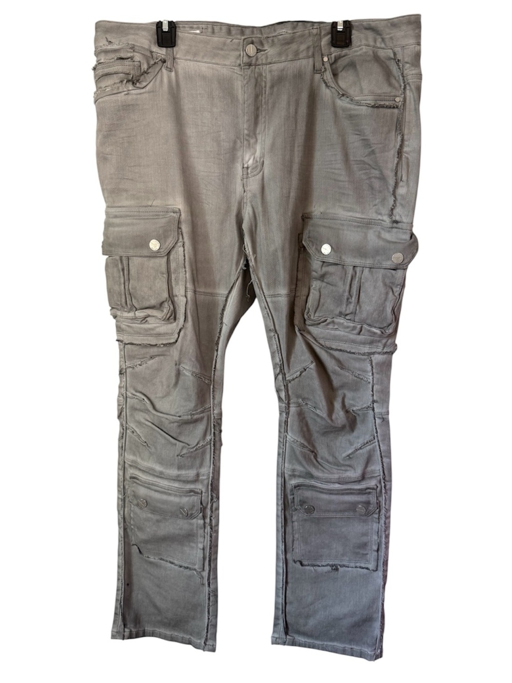 First Row Men's Slim Straight Jeans - Distressed Gray 38 x 32